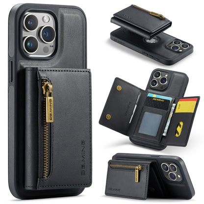 For iPhone 15 Pro Max DG.MING M5 Series Zip RFID Multi Card Detachable Leather Phone Case(Black) by DG.MING