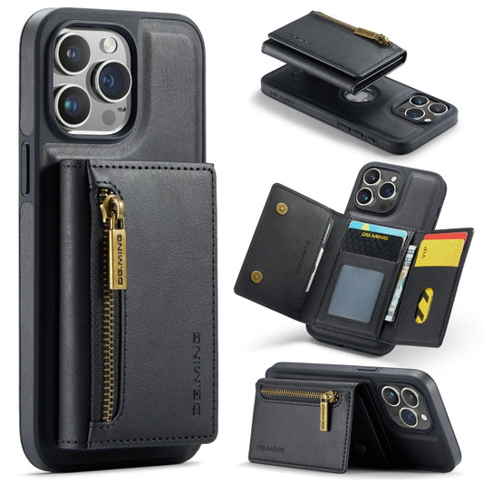 For iPhone 15 Pro Max DG.MING M5 Series Zip RFID Multi Card Detachable Leather Phone Case(Black) by DG.MING