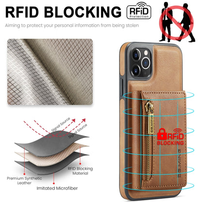 For iPhone 11 Pro Max DG.MING M5 Series Zip RFID Multi Card Detachable Leather Phone Case(Brown) by DG.MING