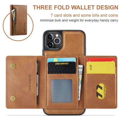 For iPhone 11 Pro Max DG.MING M5 Series Zip RFID Multi Card Detachable Leather Phone Case(Brown) by DG.MING