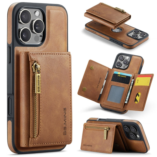 For iPhone 16 Pro Max DG.MING M5 Series Zip RFID Multi Card Detachable Leather Phone Case(Brown) by DG.MING