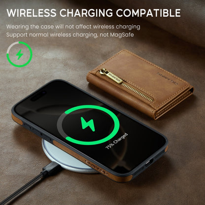 For iPhone 16 Pro Max DG.MING M5 Series Zip RFID Multi Card Detachable Leather Phone Case(Brown) by DG.MING