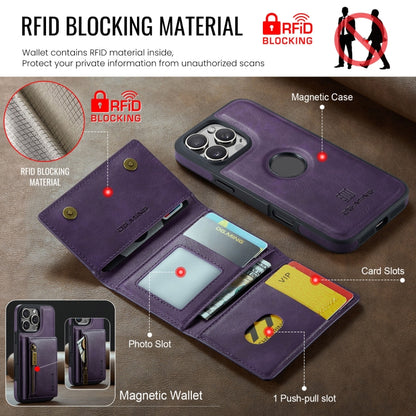 For iPhone 16 Pro Max DG.MING M5 Series Zip RFID Multi Card Detachable Leather Phone Case(Purple) by DG.MING