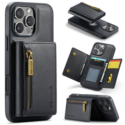 For iPhone 16 Pro DG.MING M5 Series Zip RFID Multi Card Detachable Leather Phone Case(Black) by DG.MING