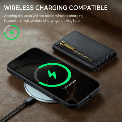 For iPhone 16 Pro DG.MING M5 Series Zip RFID Multi Card Detachable Leather Phone Case(Black) by DG.MING