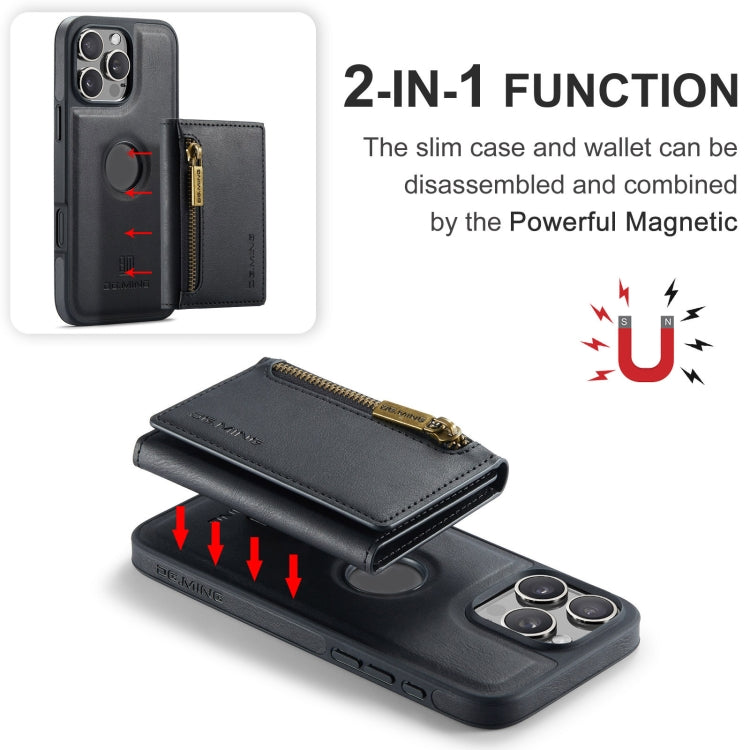 For iPhone 16 Pro DG.MING M5 Series Zip RFID Multi Card Detachable Leather Phone Case(Black) by DG.MING