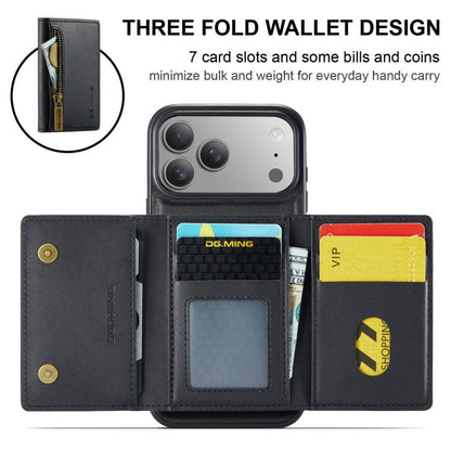 For iPhone 17 Pro Max DG.MING M5 Series Zip RFID Multi Card Detachable Leather Phone Case(Black) by DG.MING