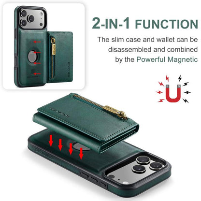 For iPhone 17 Pro Max DG.MING M5 Series Zip RFID Multi Card Detachable Leather Phone Case(Green) by DG.MING