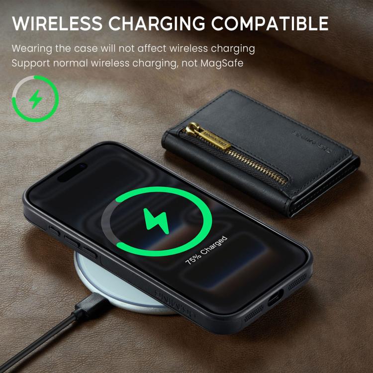 For iPhone 17 Pro DG.MING M5 Series Zip RFID Multi Card Detachable Leather Phone Case(Black) by DG.MING