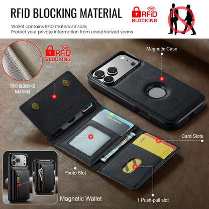 For iPhone 17 Pro DG.MING M5 Series Zip RFID Multi Card Detachable Leather Phone Case(Black) by DG.MING