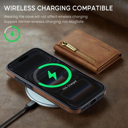 For iPhone 17 Pro DG.MING M5 Series Zip RFID Multi Card Detachable Leather Phone Case(Brown) by DG.MING
