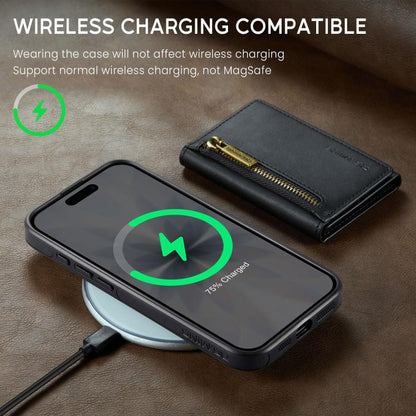 For iPhone 17 DG.MING M5 Series Zip RFID Multi Card Detachable Leather Phone Case(Black) by DG.MING