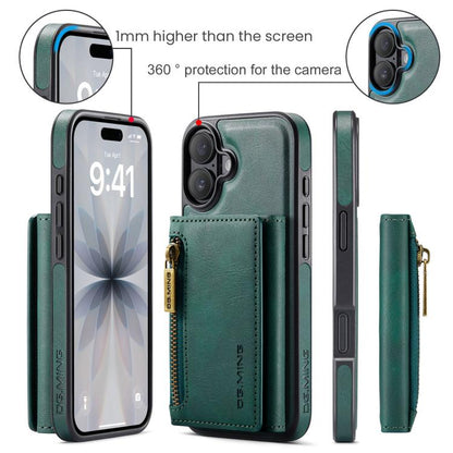 For iPhone 17 DG.MING M5 Series Zip RFID Multi Card Detachable Leather Phone Case(Green) by DG.MING