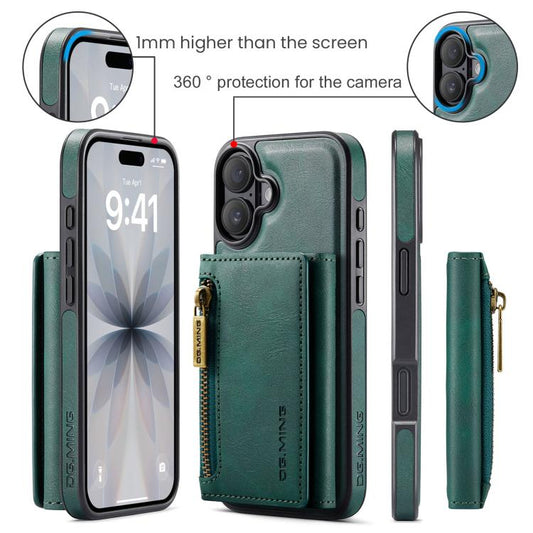 For iPhone 17 DG.MING M5 Series Zip RFID Multi Card Detachable Leather Phone Case(Green) by DG.MING