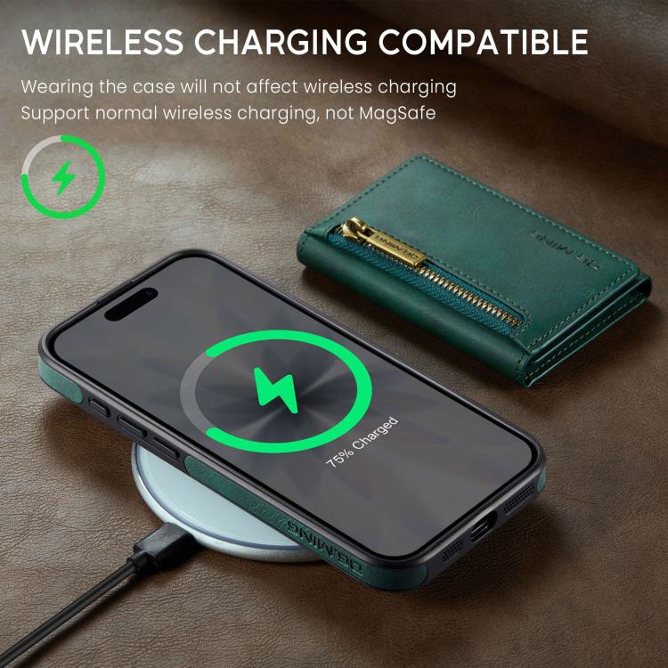 For iPhone 17 DG.MING M5 Series Zip RFID Multi Card Detachable Leather Phone Case(Green) by DG.MING