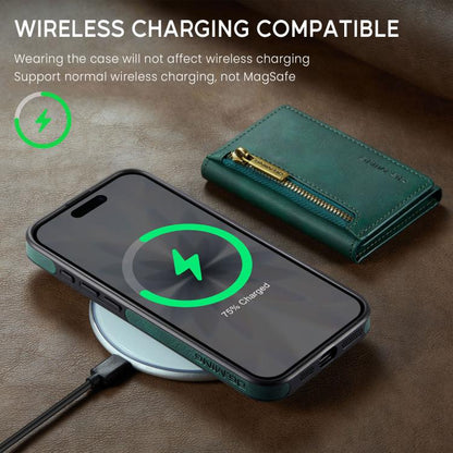 For iPhone 17 DG.MING M5 Series Zip RFID Multi Card Detachable Leather Phone Case(Green) by DG.MING