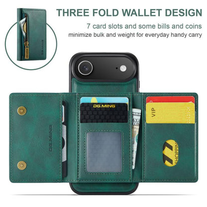 For iPhone Air DG.MING M5 Series Zip RFID Multi Card Detachable Leather Phone Case(Green) by DG.MING