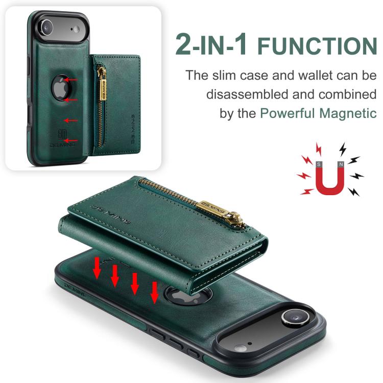 For iPhone Air DG.MING M5 Series Zip RFID Multi Card Detachable Leather Phone Case(Green) by DG.MING