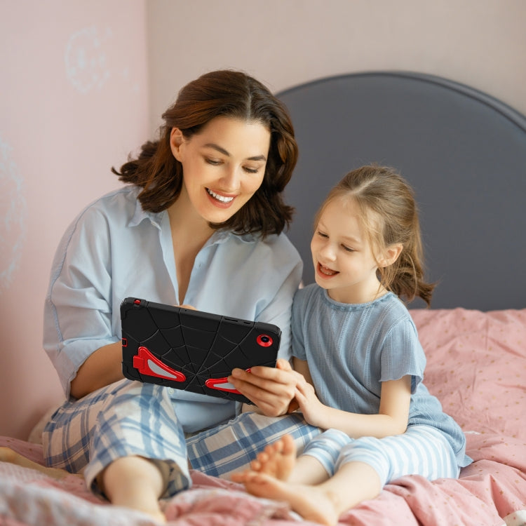 For Samsung Galaxy Tab A11+ / A9+ Spider Silicone Hybrid PC Shockproof Tablet Case(Black Red) by bashfashion