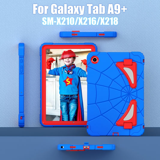 For Samsung Galaxy Tab A11+ / A9+ Spider Silicone Hybrid PC Shockproof Tablet Case(Blue Red) by bashfashion