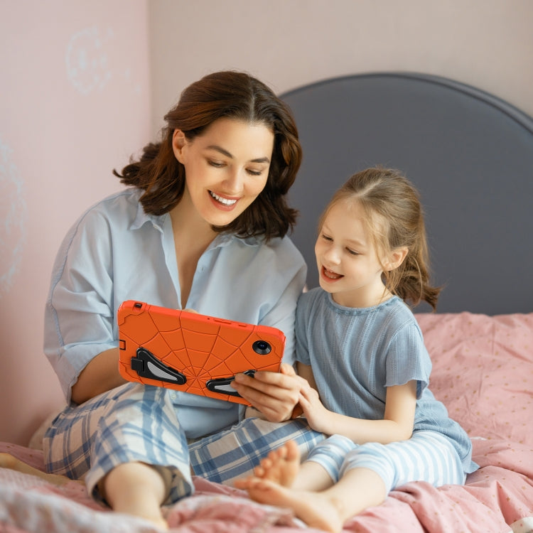 For Samsung Galaxy Tab A9 Spider Silicone Hybrid PC Shockproof Tablet Case(Orange Black) by bashfashion