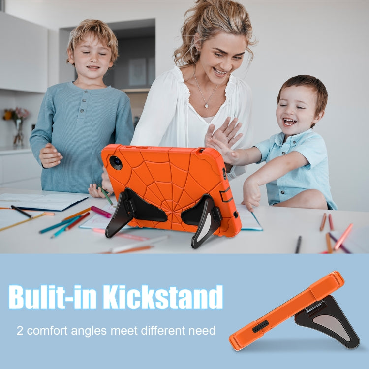 For Samsung Galaxy Tab A9 Spider Silicone Hybrid PC Shockproof Tablet Case(Orange Black) by bashfashion