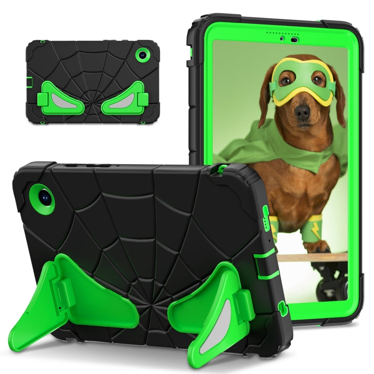 For Samsung Galaxy Tab A9 Spider Silicone Hybrid PC Shockproof Tablet Case(Black Green) by bashfashion