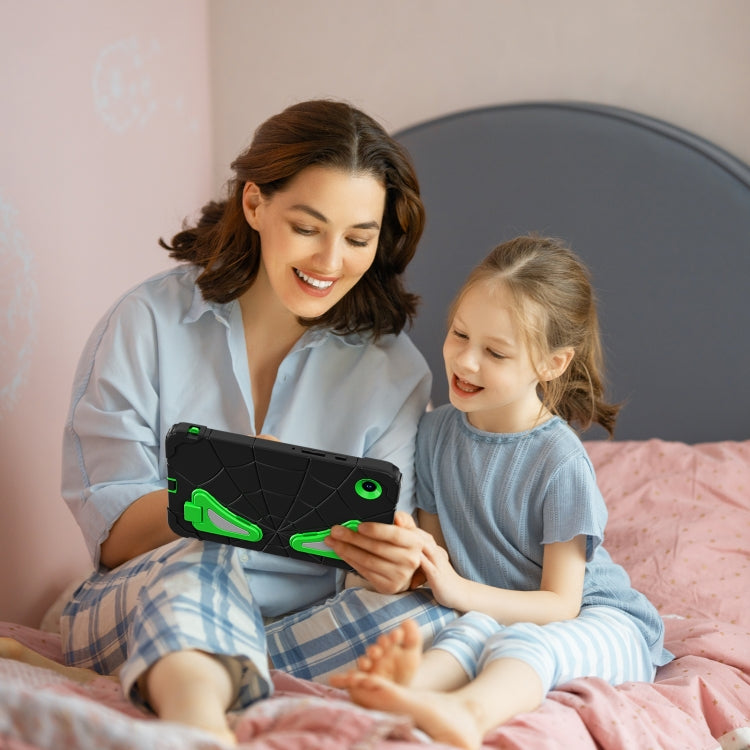 For Samsung Galaxy Tab A9 Spider Silicone Hybrid PC Shockproof Tablet Case(Black Green) by bashfashion