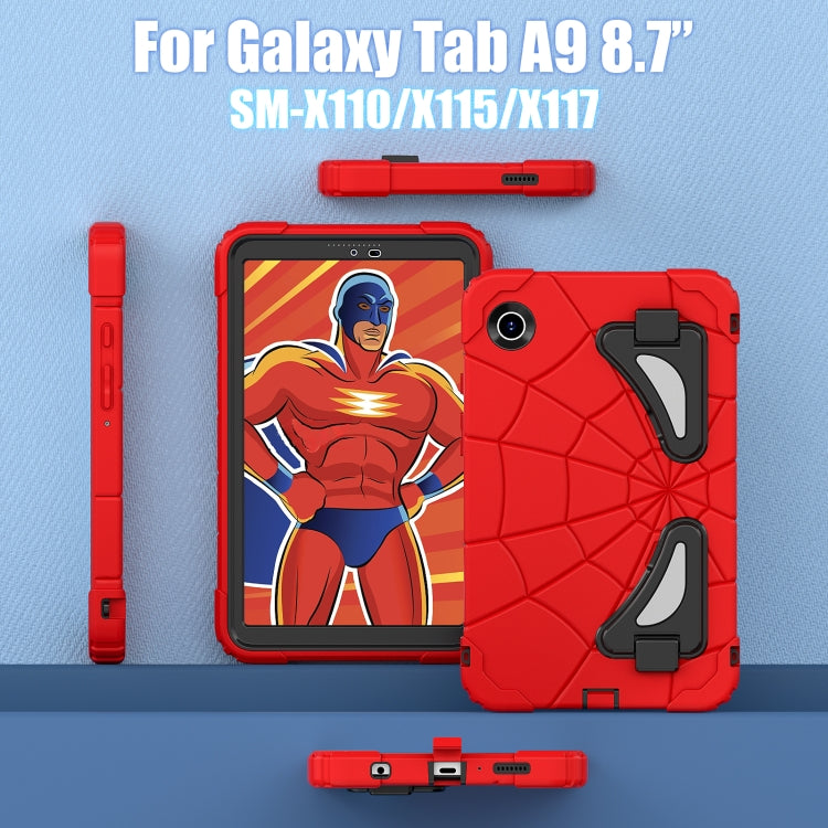 For Samsung Galaxy Tab A9 Spider Silicone Hybrid PC Shockproof Tablet Case(Red Black) by bashfashion