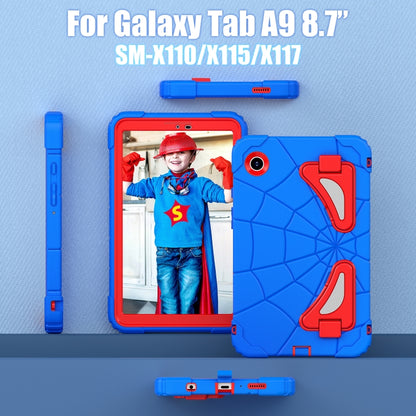 For Samsung Galaxy Tab A9 Spider Silicone Hybrid PC Shockproof Tablet Case(Blue Red) by bashfashion
