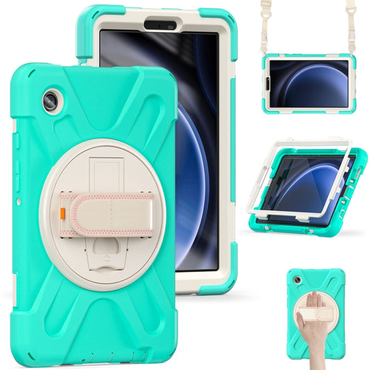 For Samsung Galaxy Tab A9 Rotary Handle Grab TPU + PC Tablet Case(Green) by bashfashion