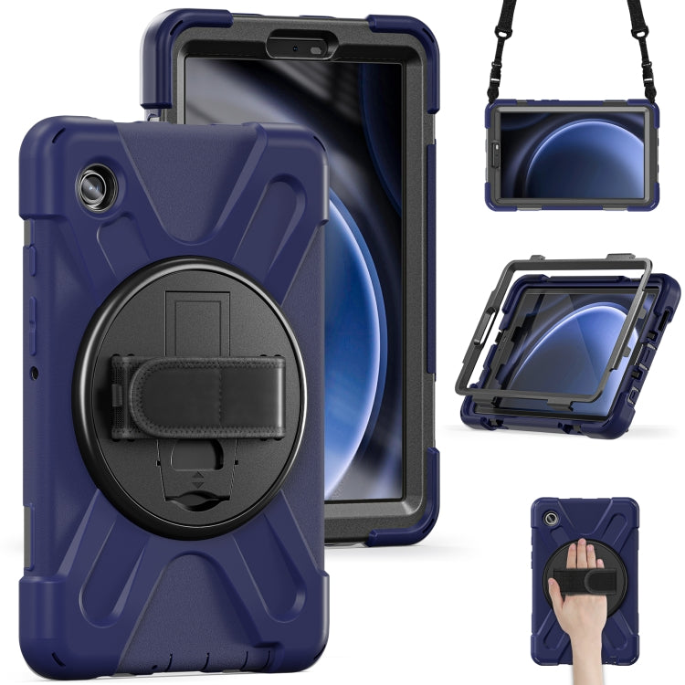 For Samsung Galaxy Tab A9 Rotary Handle Grab TPU + PC Tablet Case(Navy Blue) by bashfashion