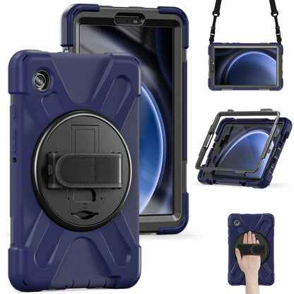 For Samsung Galaxy Tab A9 Rotary Handle Grab TPU + PC Tablet Case(Navy Blue) by bashfashion