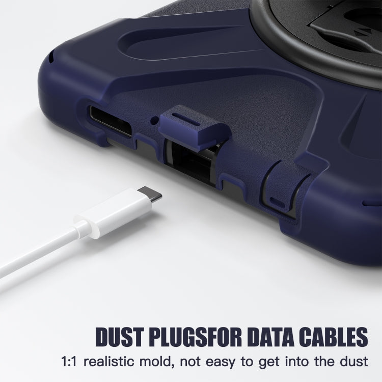 For Samsung Galaxy Tab A9 Rotary Handle Grab TPU + PC Tablet Case(Navy Blue) by bashfashion