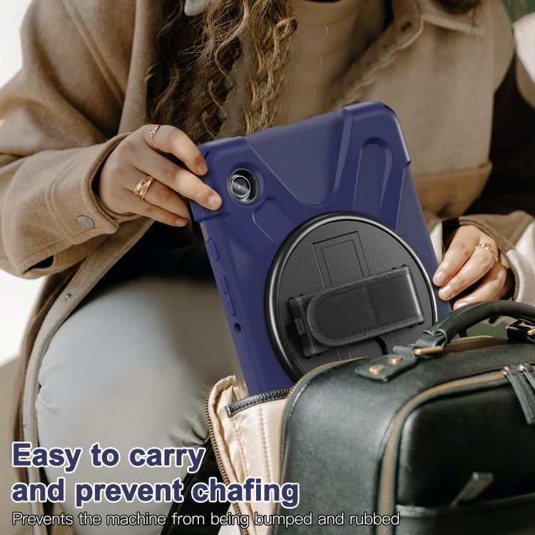 For Samsung Galaxy Tab A9 Rotary Handle Grab TPU + PC Tablet Case(Navy Blue) by bashfashion