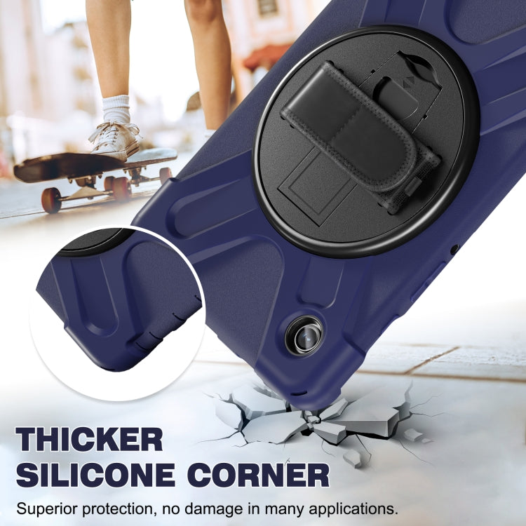 For Samsung Galaxy Tab A9 Rotary Handle Grab TPU + PC Tablet Case(Navy Blue) by bashfashion