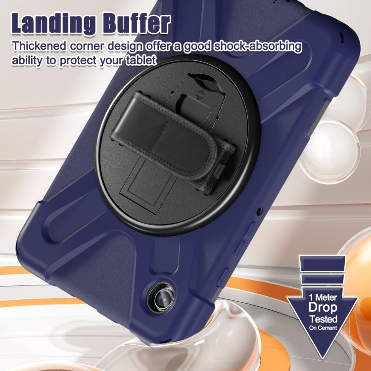 For Samsung Galaxy Tab A9 Rotary Handle Grab TPU + PC Tablet Case(Navy Blue) by bashfashion