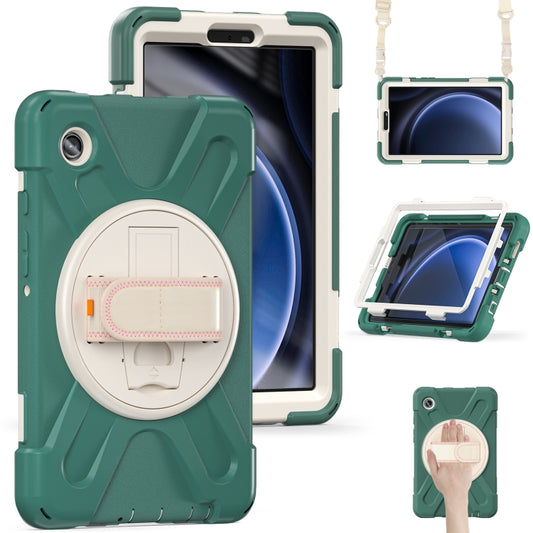 For Samsung Galaxy Tab A9 Rotary Handle Grab TPU + PC Tablet Case(Emerald-green) by bashfashion