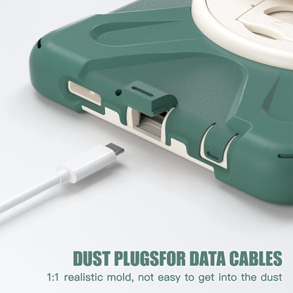 For Samsung Galaxy Tab A9 Rotary Handle Grab TPU + PC Tablet Case(Emerald-green) by bashfashion