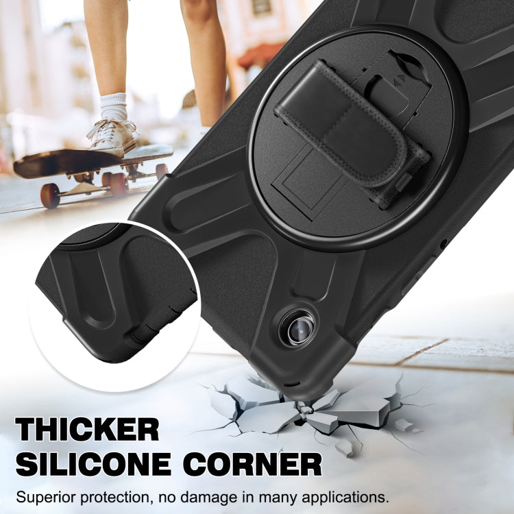 For Samsung Galaxy Tab A9 Rotary Handle Grab TPU + PC Tablet Case(Black) by bashfashion