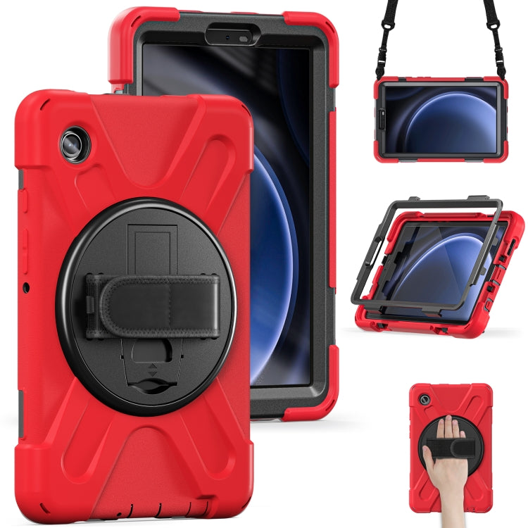 For Samsung Galaxy Tab A9 Rotary Handle Grab TPU + PC Tablet Case(Red) by bashfashion
