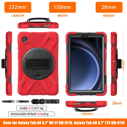 For Samsung Galaxy Tab A9 Rotary Handle Grab TPU + PC Tablet Case(Red) by bashfashion
