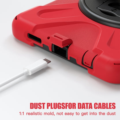 For Samsung Galaxy Tab A9 Rotary Handle Grab TPU + PC Tablet Case(Red) by bashfashion