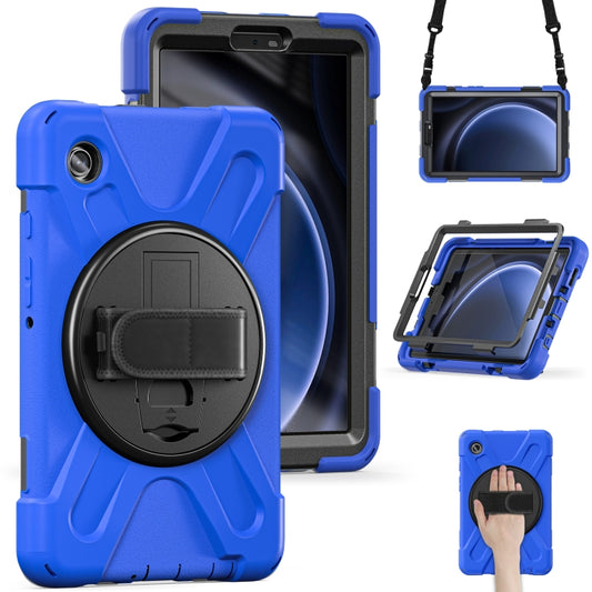 For Samsung Galaxy Tab A9 Rotary Handle Grab TPU + PC Tablet Case(Blue) by bashfashion