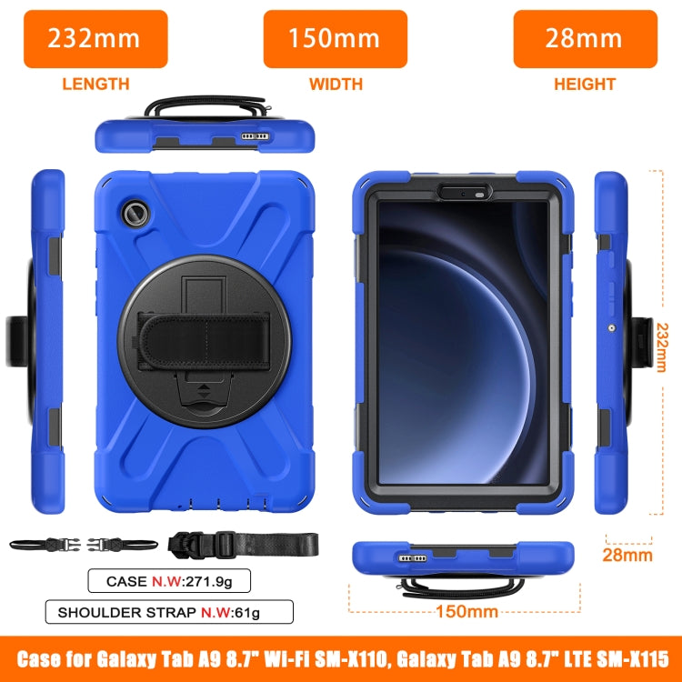 For Samsung Galaxy Tab A9 Rotary Handle Grab TPU + PC Tablet Case(Blue) by bashfashion