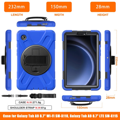 For Samsung Galaxy Tab A9 Rotary Handle Grab TPU + PC Tablet Case(Blue) by bashfashion