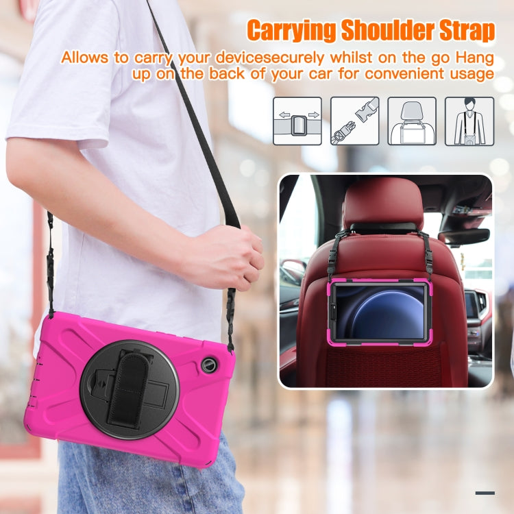 For Samsung Galaxy Tab A9 Rotary Handle Grab TPU + PC Tablet Case(Rose Red) by bashfashion