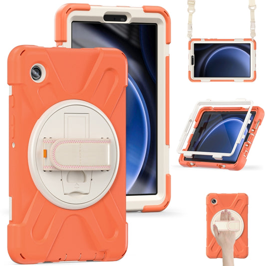 For Samsung Galaxy Tab A9 Rotary Handle Grab TPU + PC Tablet Case(Coral Orange) by bashfashion