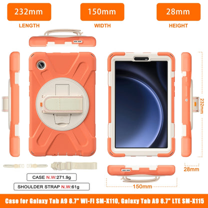 For Samsung Galaxy Tab A9 Rotary Handle Grab TPU + PC Tablet Case(Coral Orange) by bashfashion