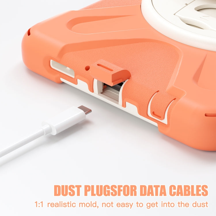 For Samsung Galaxy Tab A9 Rotary Handle Grab TPU + PC Tablet Case(Coral Orange) by bashfashion